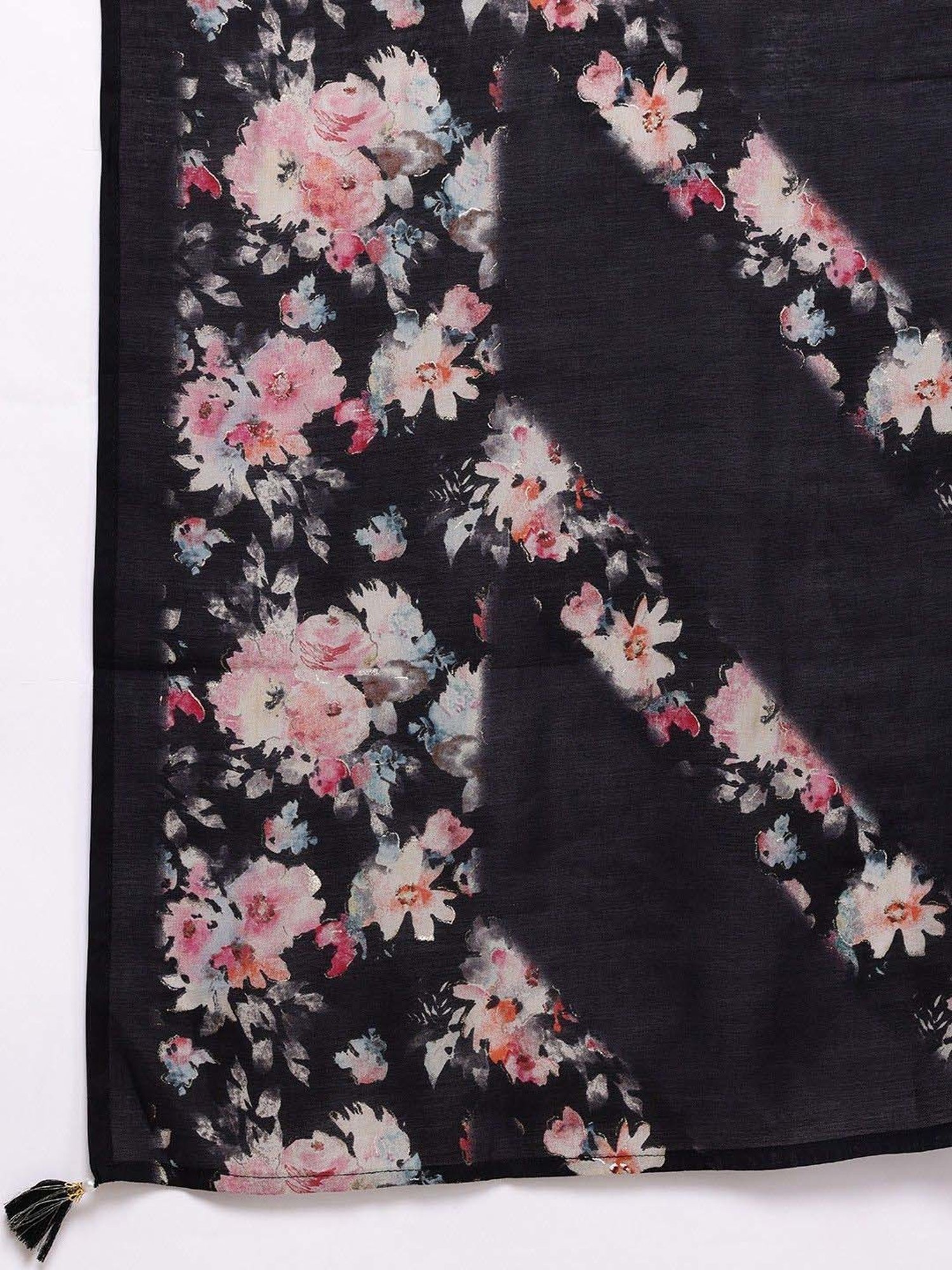 READIPRINT FASHIONS Black Printed Kurta Pant Set With Dupatta