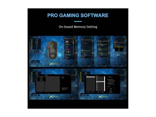 DELUX Lightweight Gaming Mouse(2.36g/67g) with Lightweight Honeycomb Shell Design, Ultralight Ultraweave Cable and 7 Programmable Buttons, 16000 DPI RGB Optical Mice (M700BU(3389)-Black)