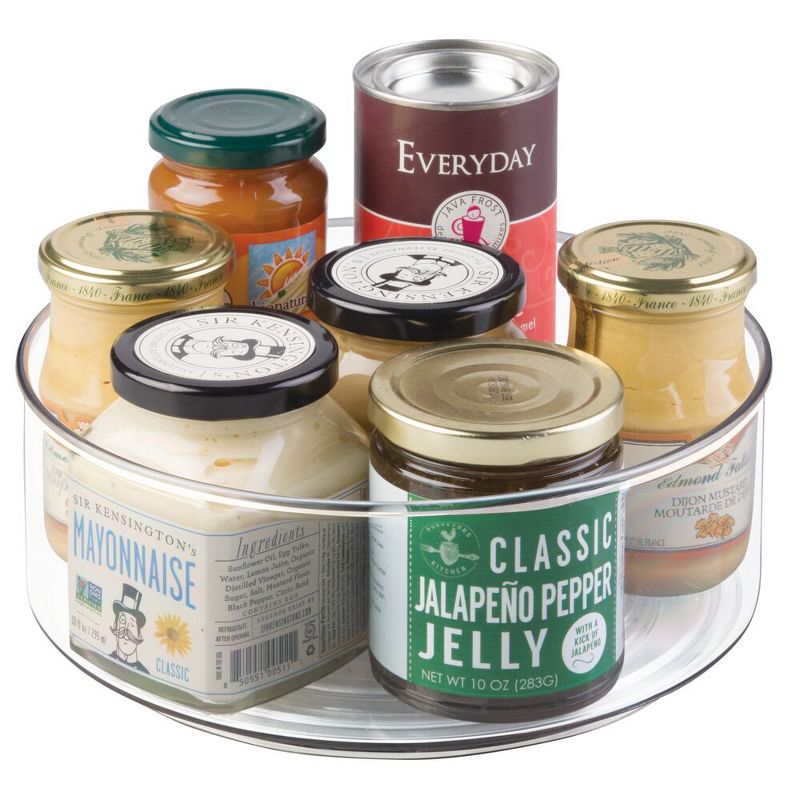 mDesign Plastic Round Lazy Susan Rotating Storage Turntable, 2 Pack - Clear