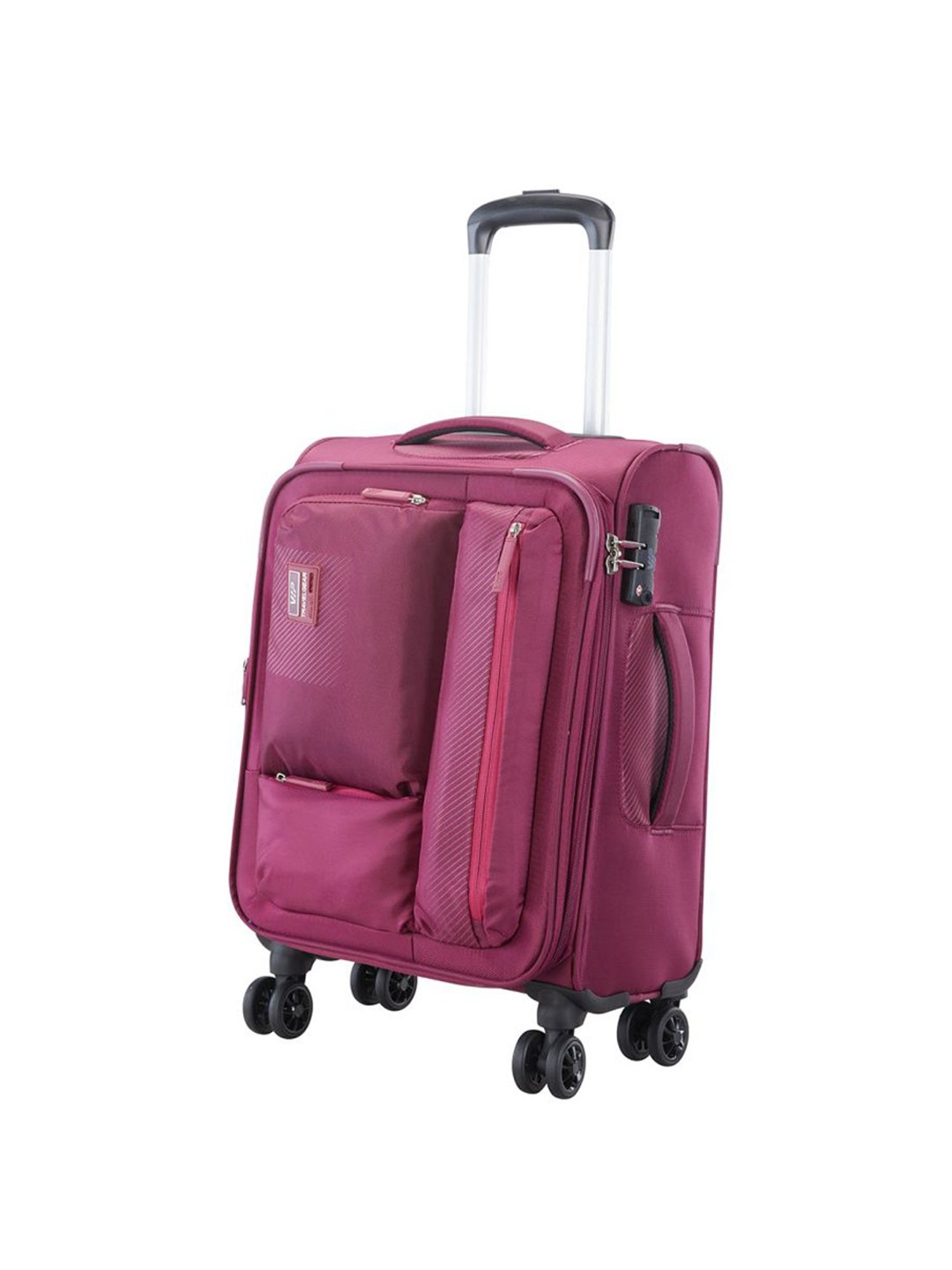 VIP Adept Red Solid Soft Cabin Trolley Bag - 24 cm