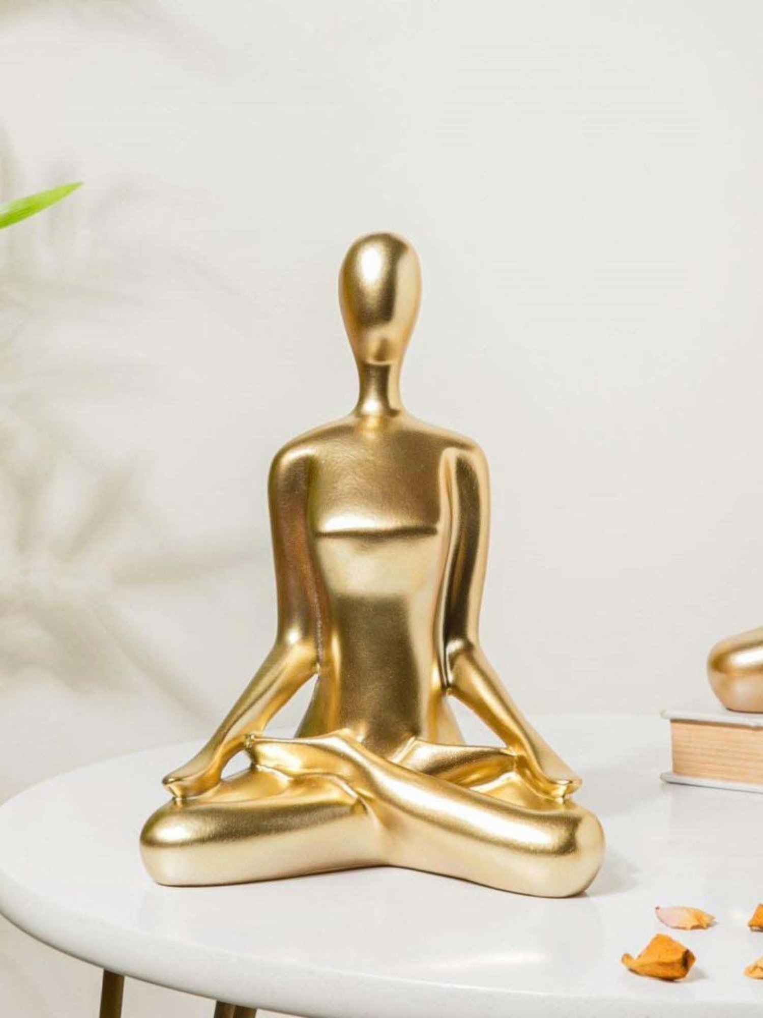 Nestasia Artisanal Stunning Golden Resin Made Showpiece Sitting In Lotus Position Meditation Pose