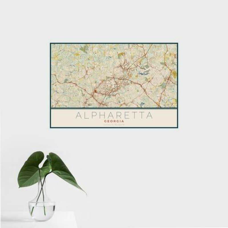 Alpharetta - Georgia Map Print in Woodblock