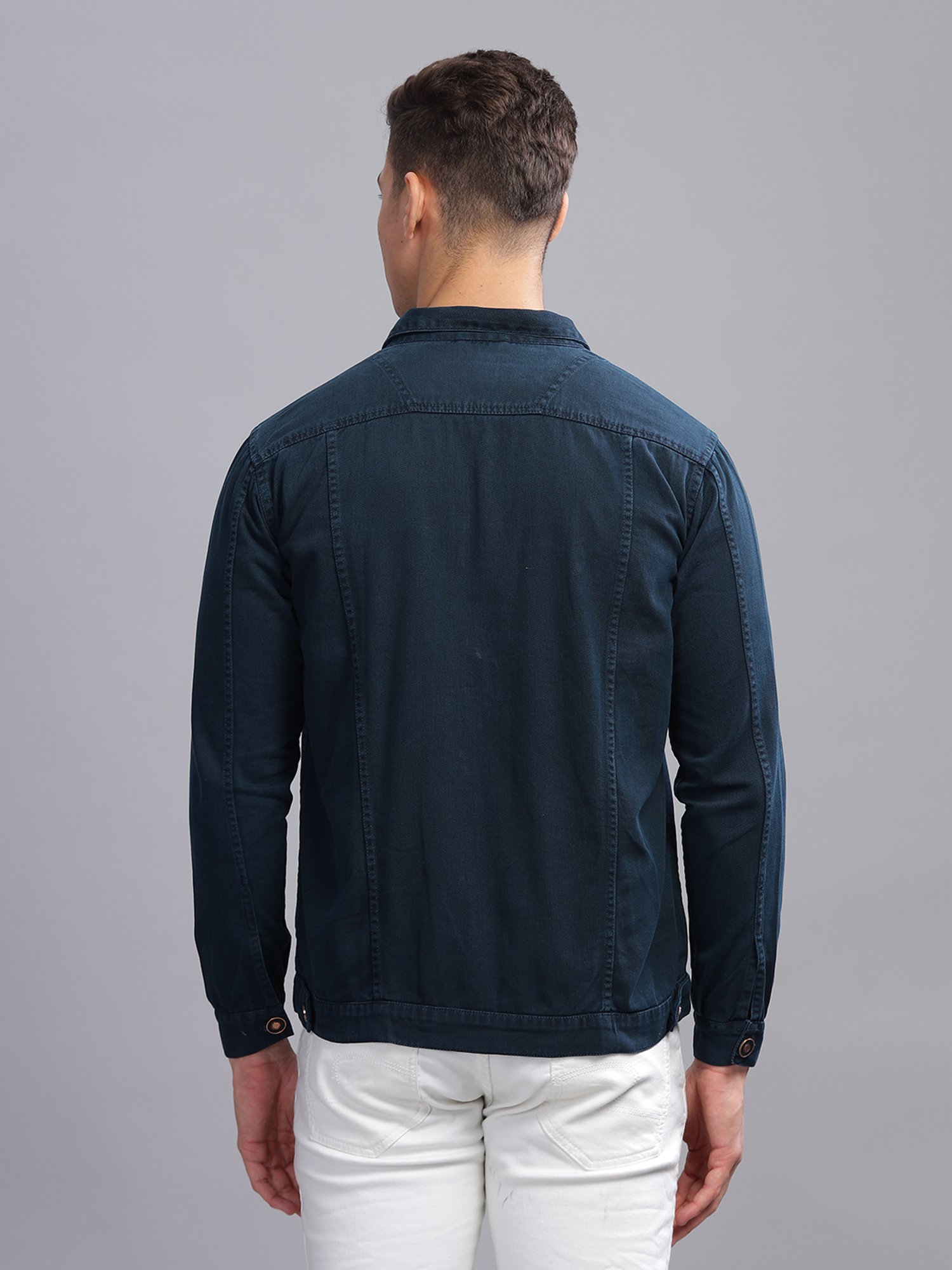 Kuons Avenue Dark Teal Regular Fit Denim Jacket