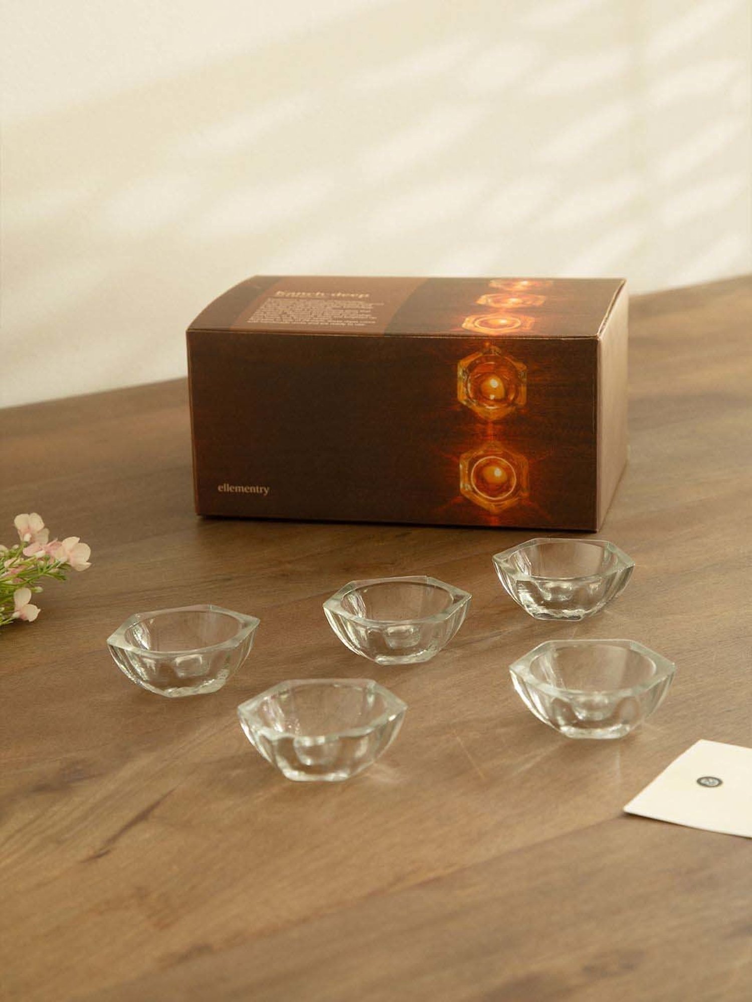 Ellementry Transparent Glass Kanchdeep Home Accent - Set of 24