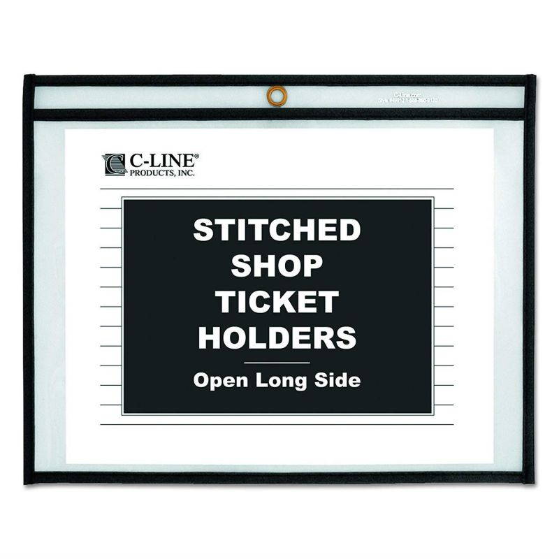 C-Line Stitched Shop Ticket Holders, Both Sides Clear, Open Long Side, 11 x 8.5 Inches, 25 per Box (49911)