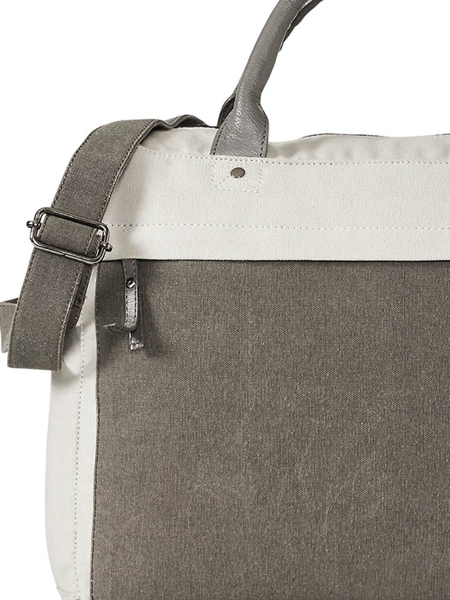Mona B White Canvas Large Messenger Bag