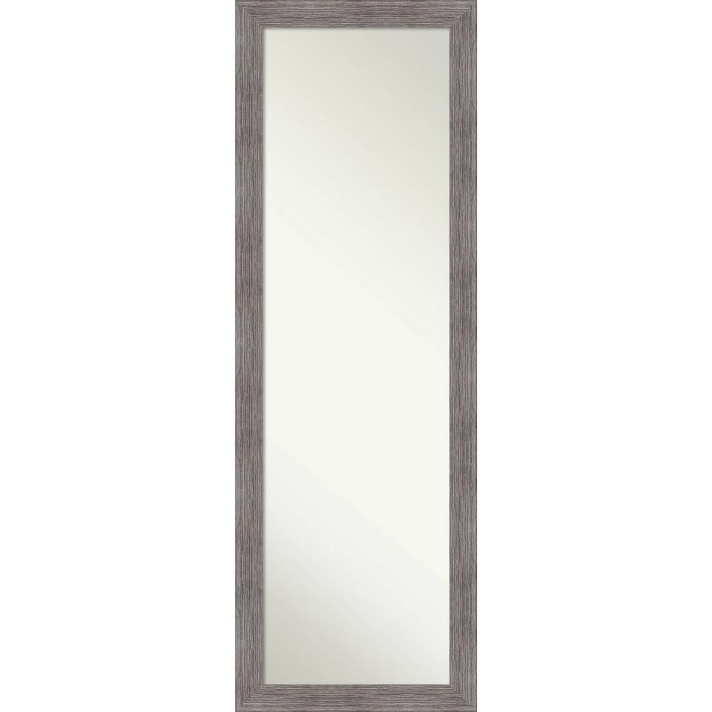 18" x 52" Pinstripe Plank Framed On the Door Mirror Gray - Amanti Art