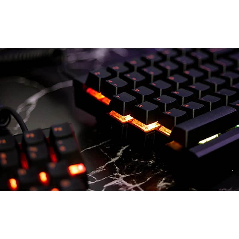 BAROCCO MD770 RGB LED Backlit TKL Split Mechanical Keyboard with Cherry MX Red Switch, Ergonomic Keyboard with Orange Letter PBT Double Shot Keycaps for Windows and Mac, Macro Support, ANSI