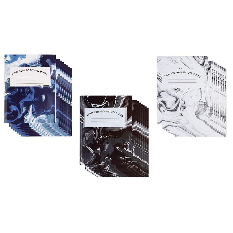 Paper Junkie 24-Pack Mini Marble Composition Notebook College Ruled Journal (3.2 x 4.5 in, 50 Sheet, 3 Color)