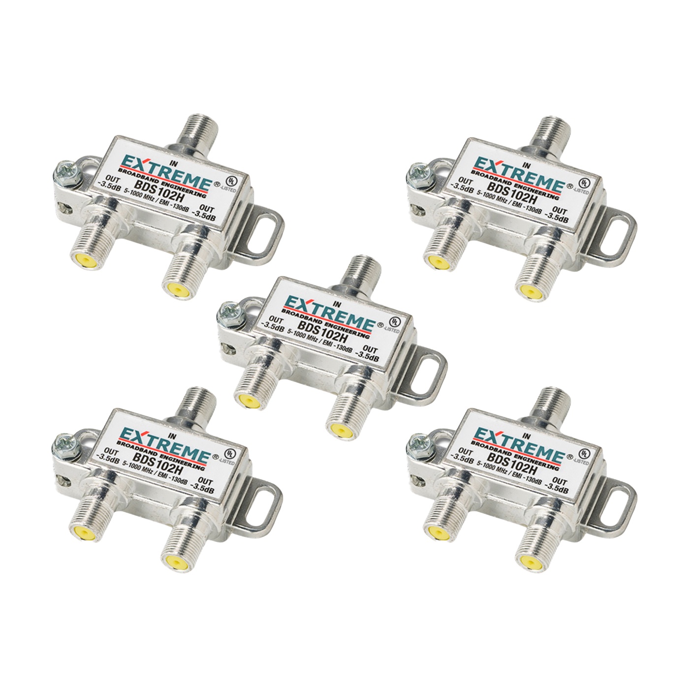 2 Way Extreme/Amphenol 1Ghz High Performance Coax Cable Splitter BDS102H 5 Pack