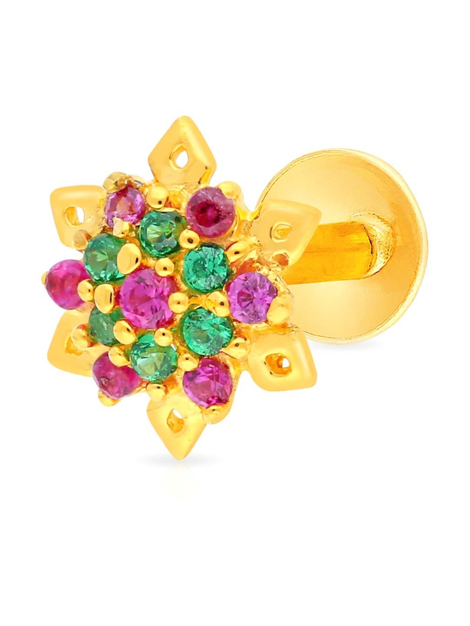 Malabar Gold and Diamonds 22k Gold Floral Nosepin for Women