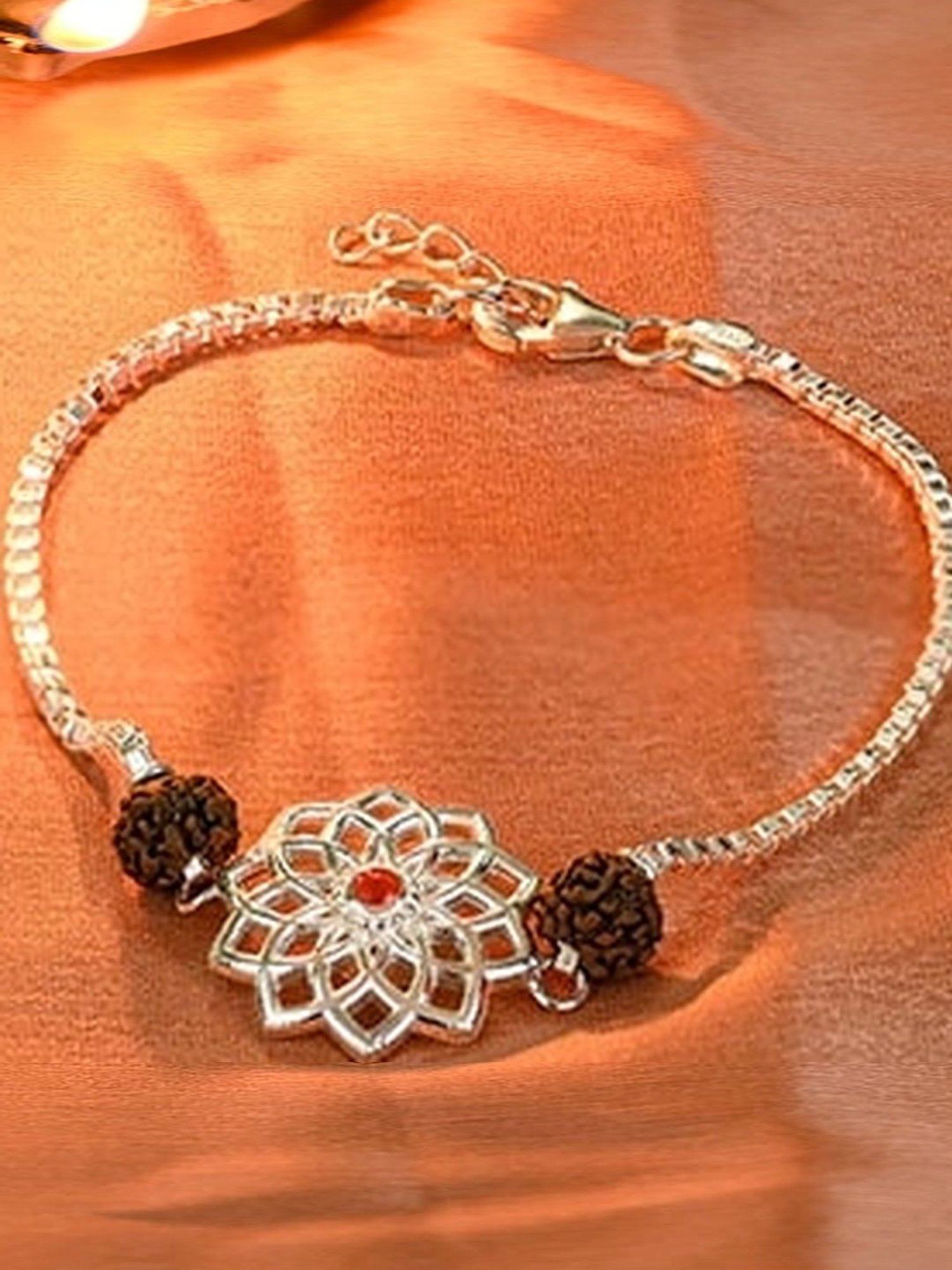 Touch925 Floral Rakhi cum Bracelet in Sterling Silver for Men