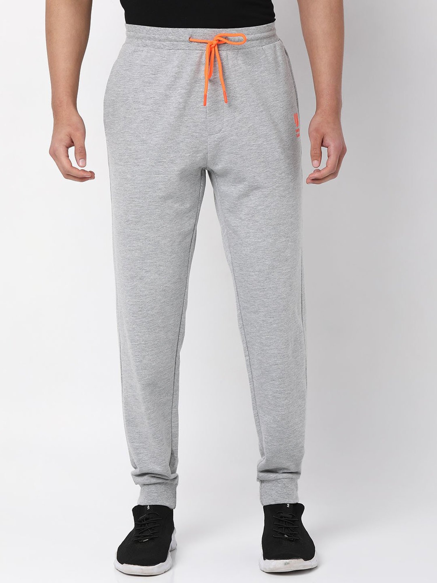 UnderJeans by Spykar Grey Cotton Regular Fit Joggers