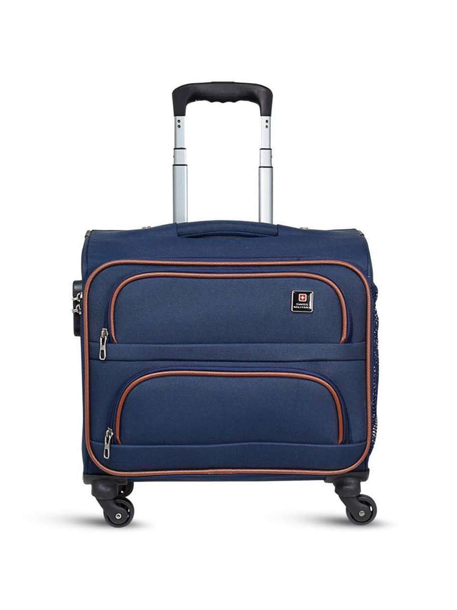 Swiss Military Blue Solid Soft Overnighter Laptop Trolley Bag - 44 cm