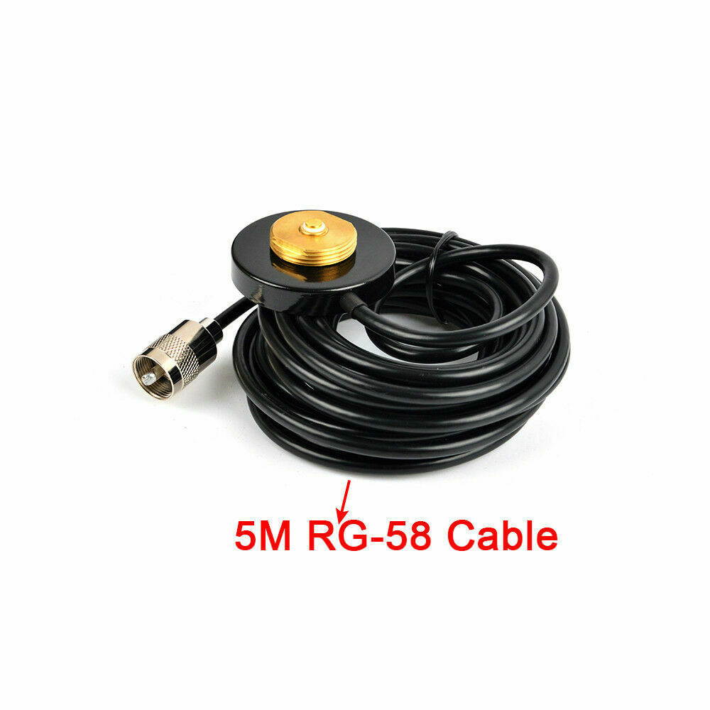 HYS NMO Mini Ham CB Radio Antenna Magnetic Mount Base 2.17''(55mm) with PL-259 Connector RG58 Coax Cable 16.4ft(5M) for Transceiver