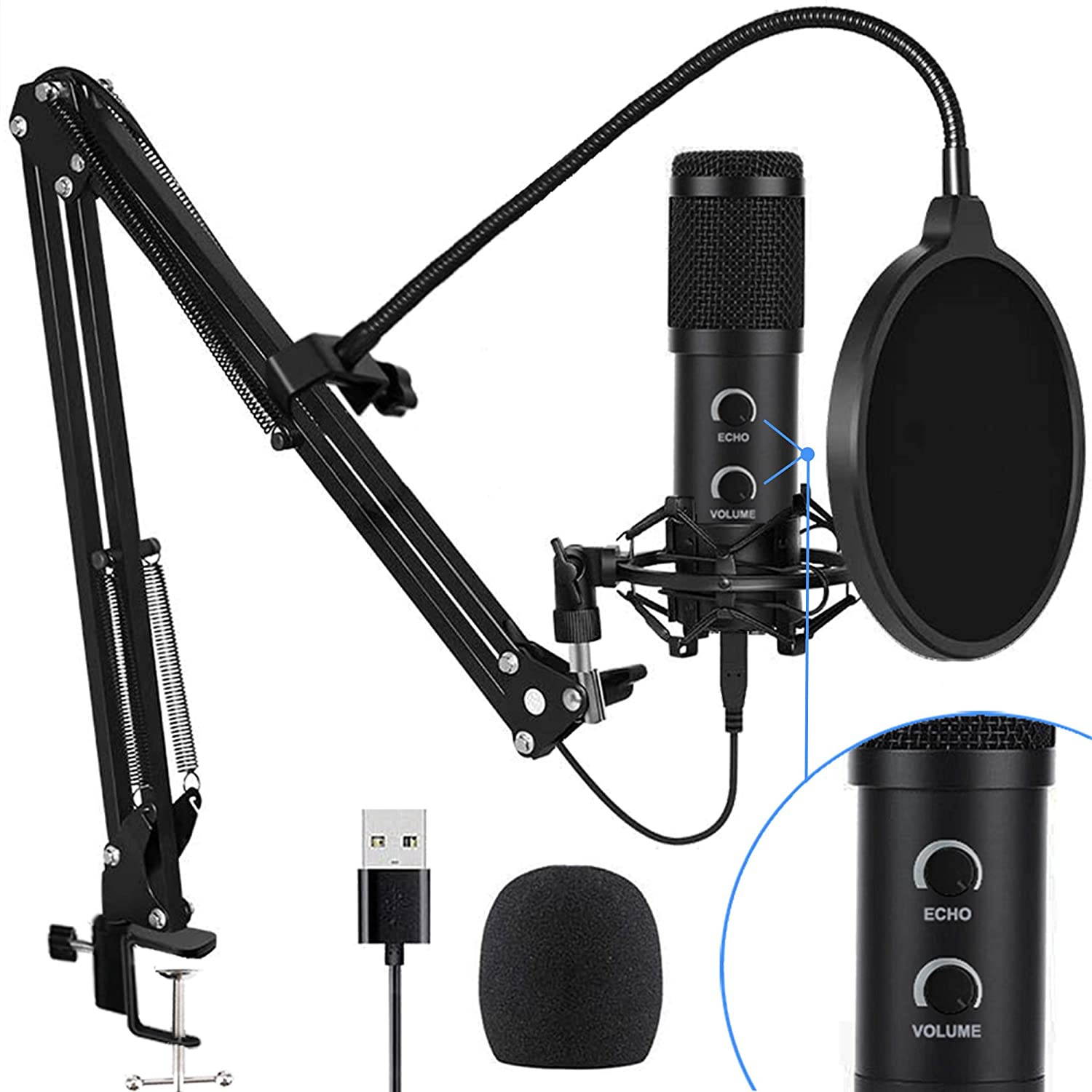 2020 Upgraded USB Condenser Microphone for Computer, Great for Gaming, Podcast, LiveStreaming, YouTube Recording, Karaoke on PC