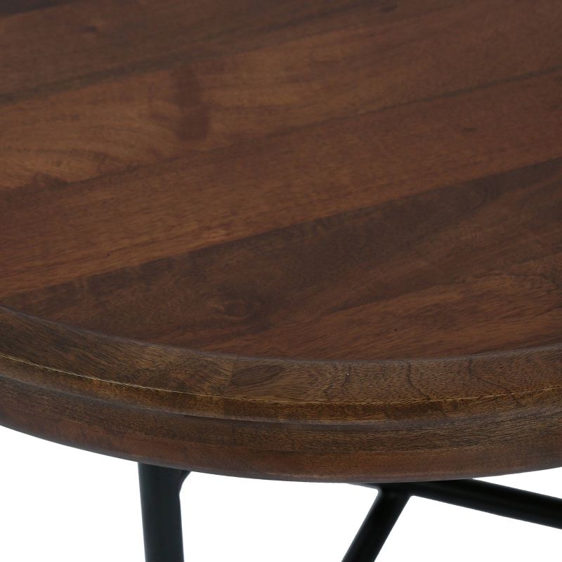 Nashua Modern Industrial Handcrafted Mango Wood Tray Top Coffee Table Walnut Brown/Black - Christopher Knight Home