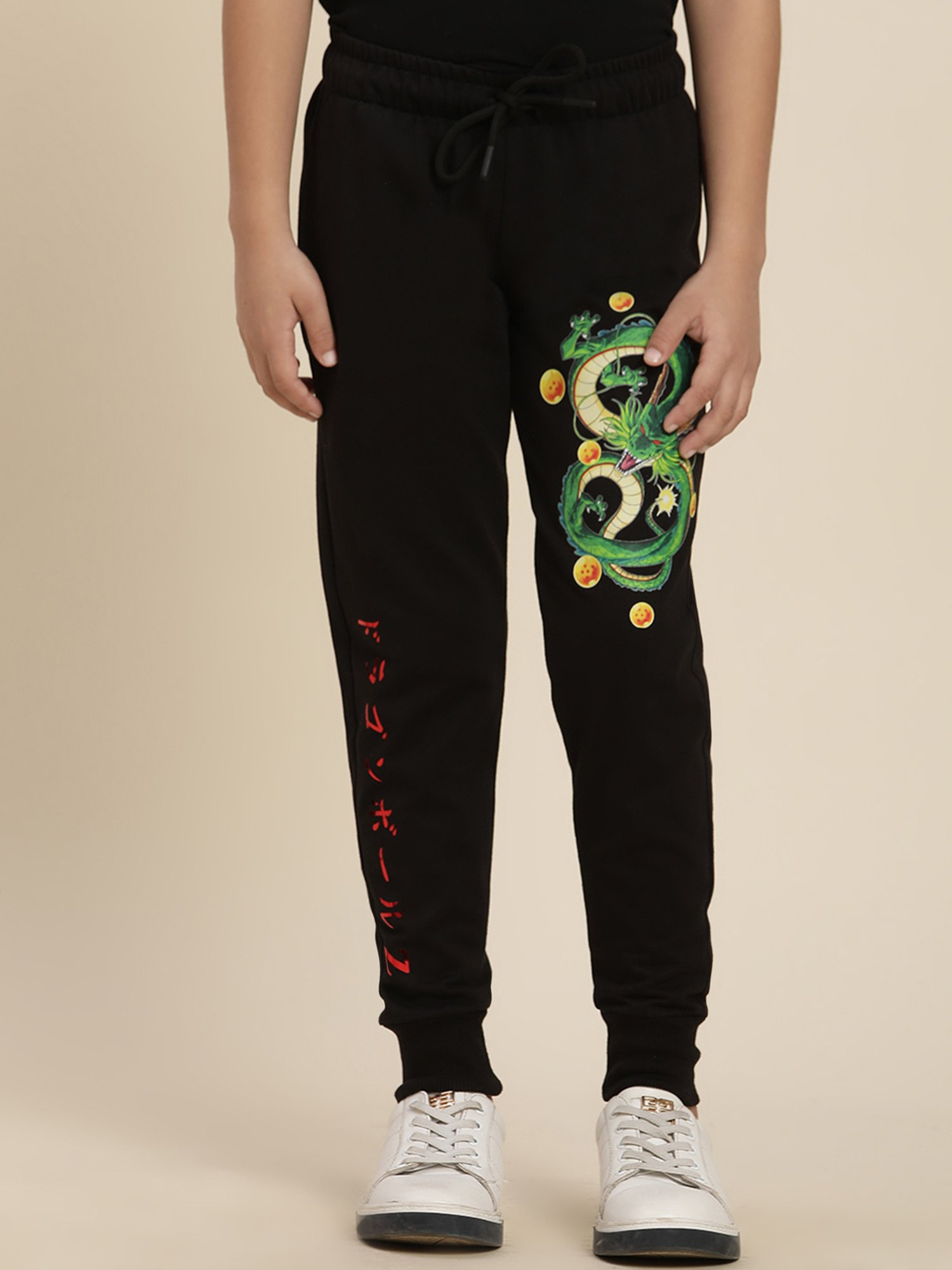 Boysville Dragon Ball Z Printed Black Regular Fit Joggers For Boys