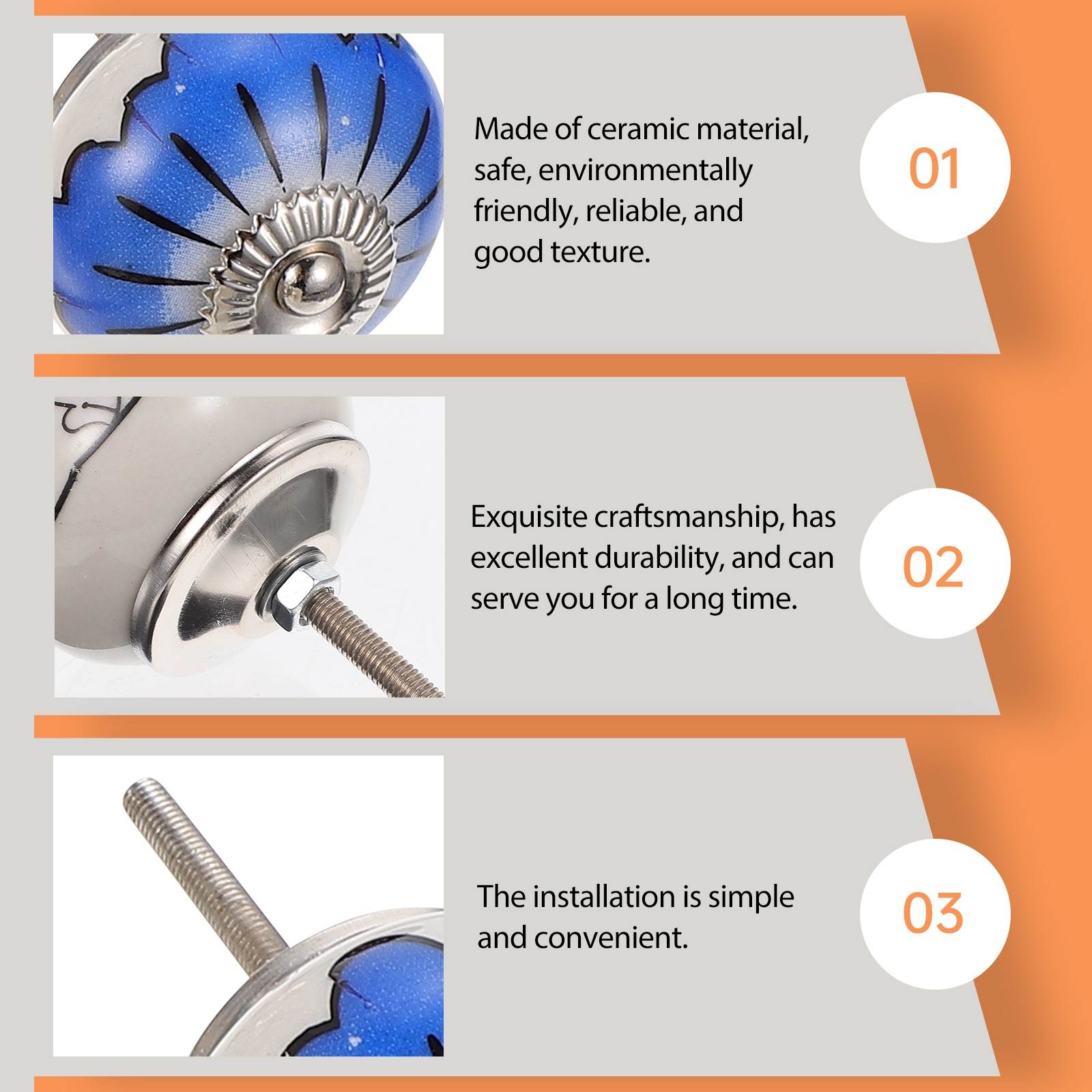 12pcs Round Ceramic Doorknobs Simple Round Cabinet Handle Drawer Knob for Furniture Dorm