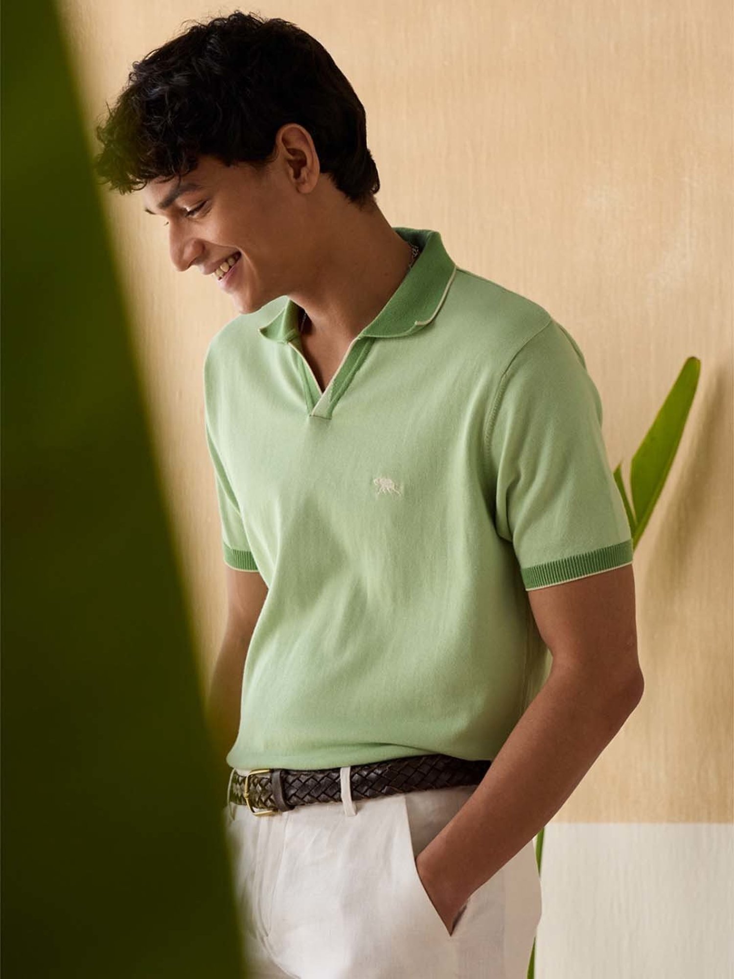 Andamen Green Cotton Regular Fit Polo T-Shirt