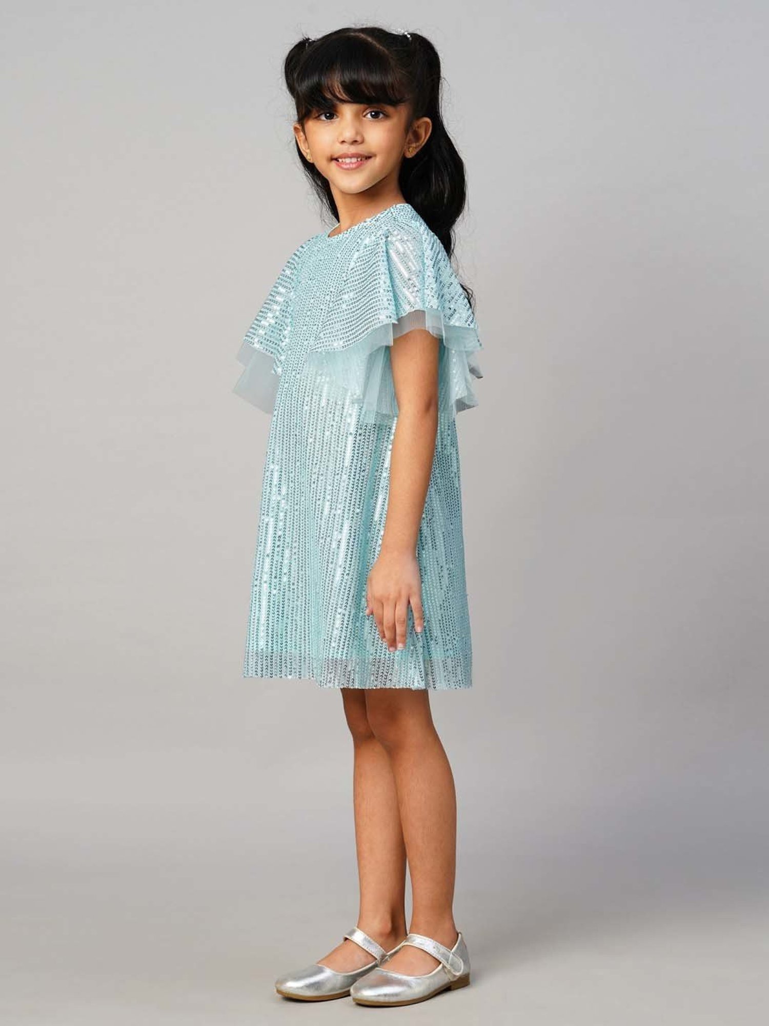 Lil Drama Kids Blue Embellished Dress