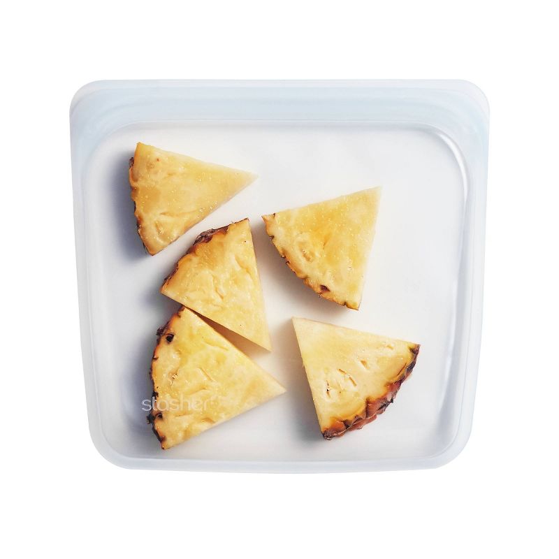 Stasher 2pk Reusable Platinum Silicone Bag - Clear & Ash