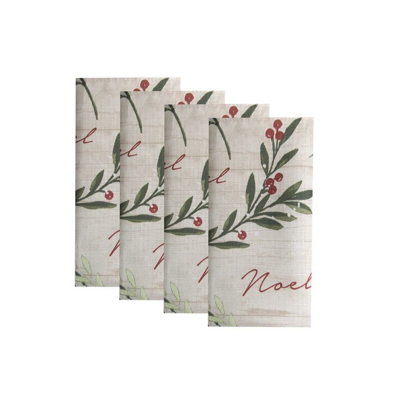 Holiday Tree Trimmings Napkins, Set of 4 - 17" x 17" - Red/Green - Elrene Home Fashions