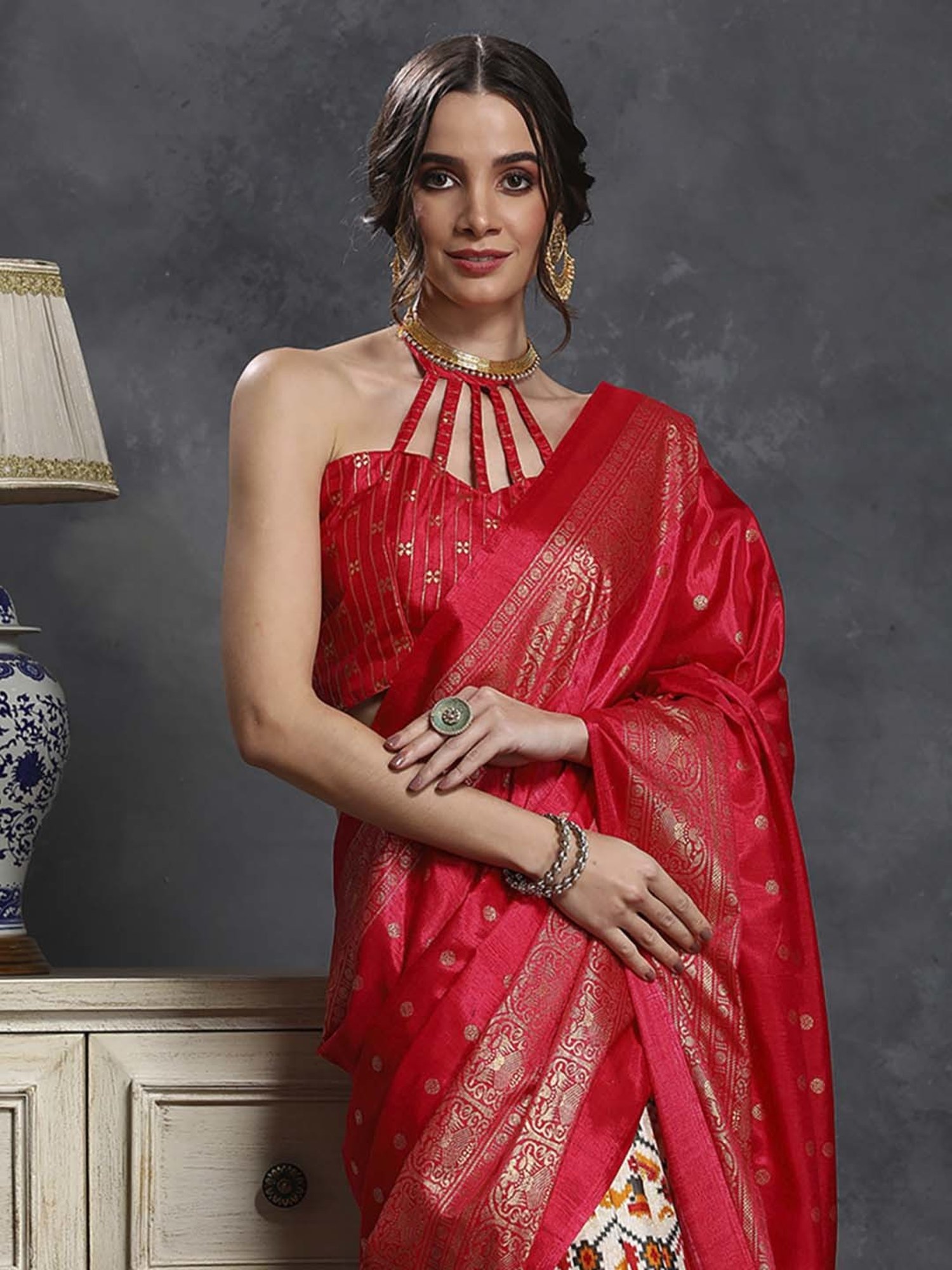 Saree Mall Pink & Beige Silk Printed Saree With Unstitched Blouse