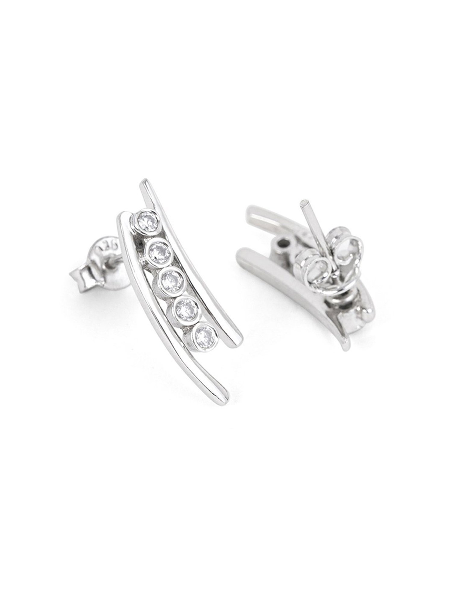 March by FableStreet 92.5 Sterling Silver Studded Zircon Stud Earrings for Women