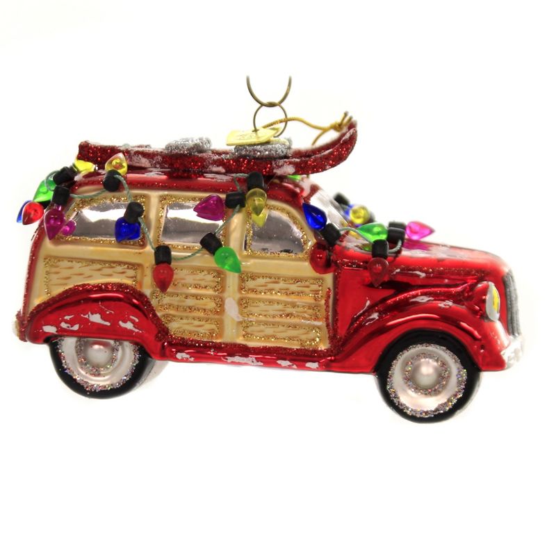 Noble Gems 2.75" Woody Car W/ Lights Ornament Griswold Decorated  -  Tree Ornaments