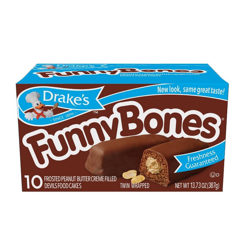 Drake's Funny Bones Frosted Peanut Butter Crème Filled Devils Food Cakes - 10ct/13.03oz