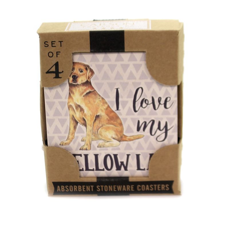 Tabletop 4.0" Yellow Lab Coasters Cork Back Absorbent Carson Home Accents  -  Coasters