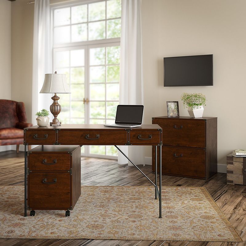kathy ireland Home by Bush Furniture Writing Desk 2 Drawer Mobile File and Lateral File Coastal