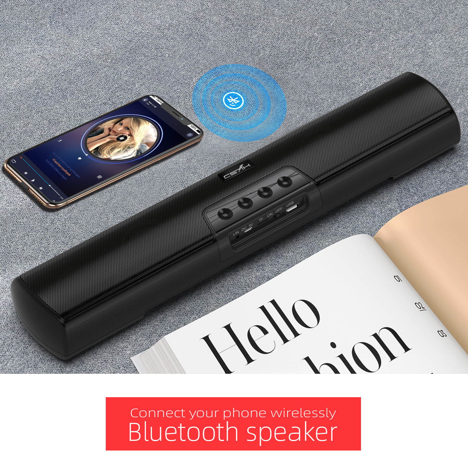 HXSJ Q3 Bluetooth Speaker with 20W Audio, Extended Bass and Treble, TWS Wireless Portable Speaker TF card can be inserted