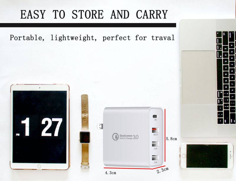 Gigbird 48W USB wall charger, 30W PD Portable Charger, Quick Charge 3.0 charger block, suitable for iPhone 12, 12 Pro, 12 Pro Max, 11, iPad, Galaxy S10e/S10/S9/S8/Plus, Note 9/8 and more.(Black)