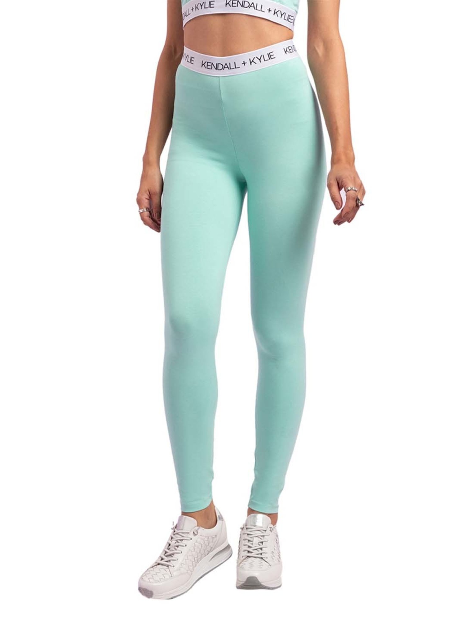 KENDALL + KYLIE Green Cotton Sports Tights
