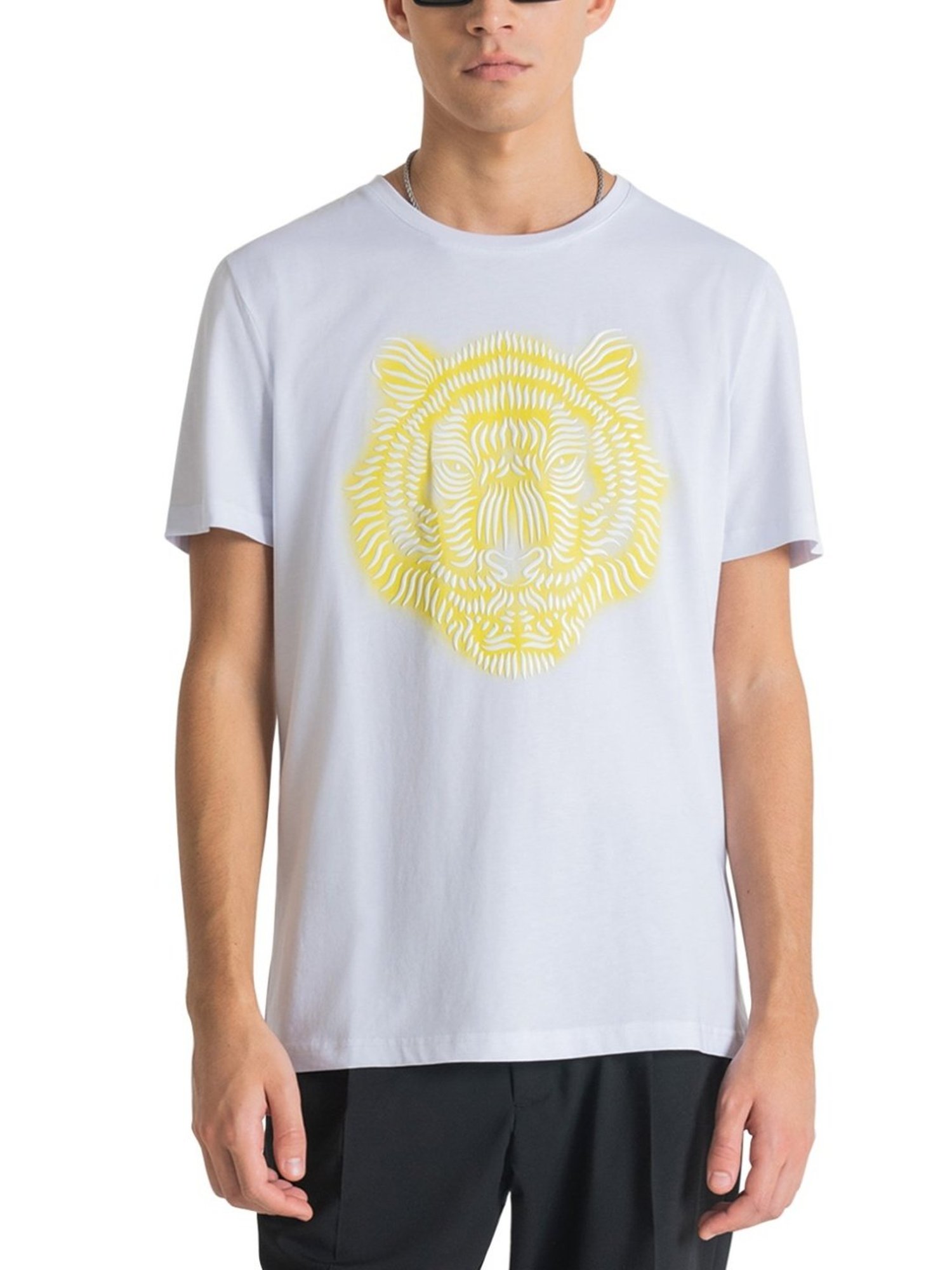 Antony Morato White Cotton Slim Fit Printed T-Shirt