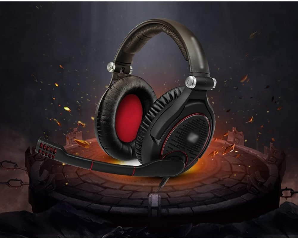 Head Phones Gaming Headset Foldable Wired Over-Ear Headphones Noise Canceling Mic for PC, Mac, PS4, Headset (Color : Black)