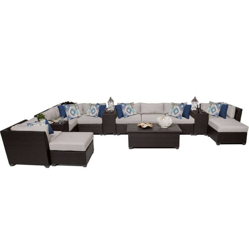 Barbados 14pc Patio Sectional Seating Set - Beige - TK Classics