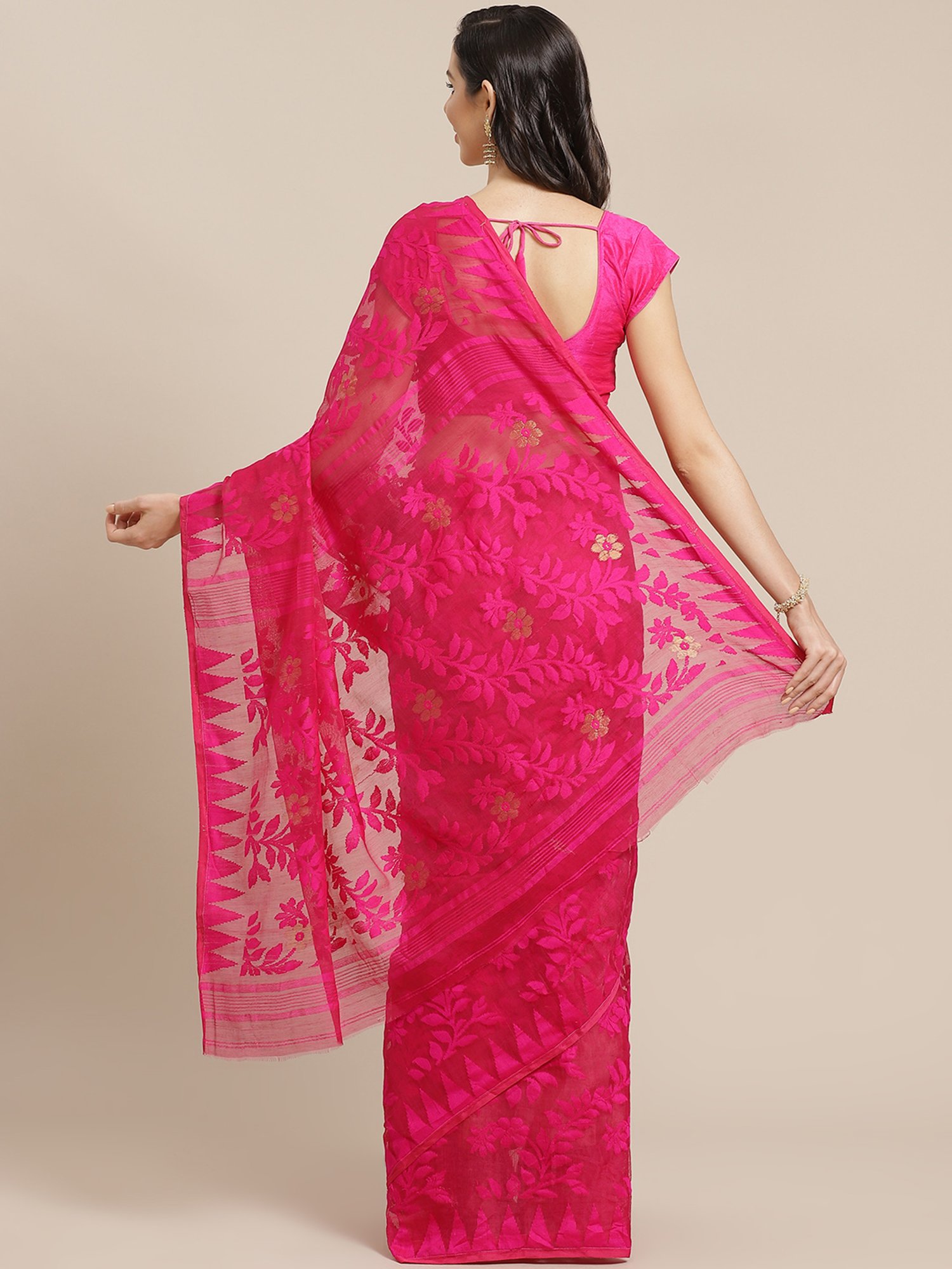 Kalakari India Pink Woven Saree