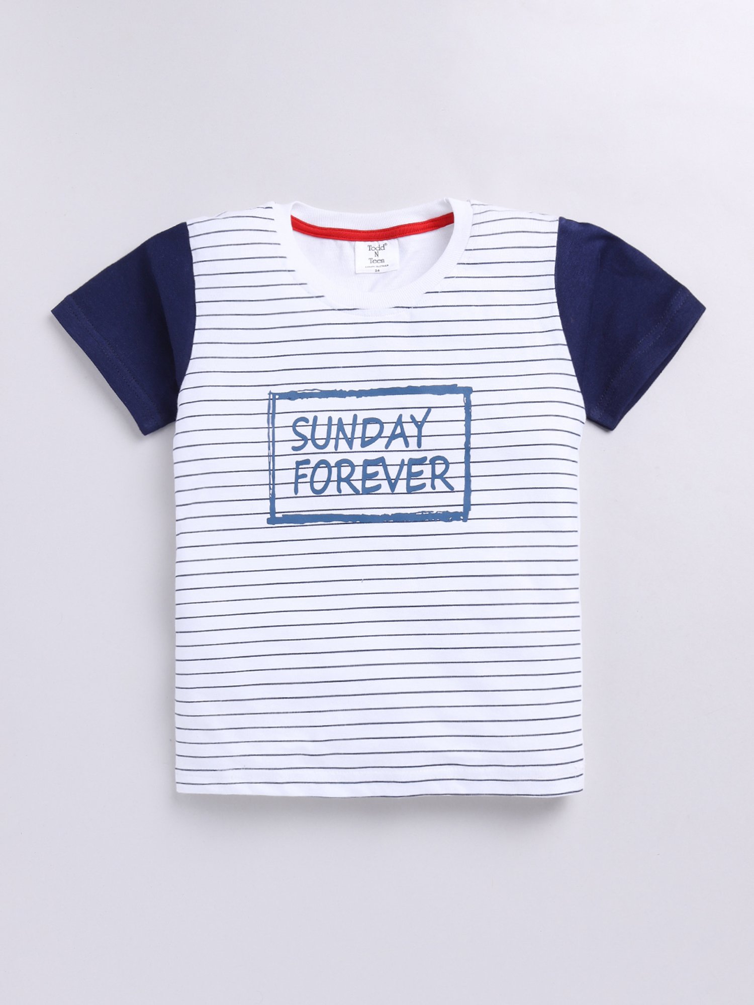 Todd N Teen Kids White & Navy Printed T-Shirt With Shorts