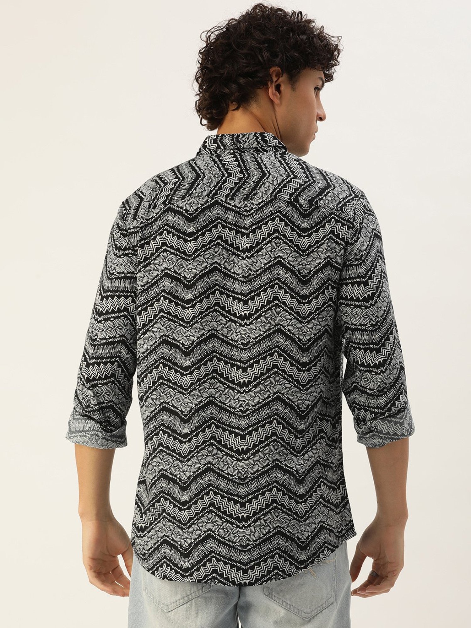 IVOC Black Regular Fit Printed Shirt