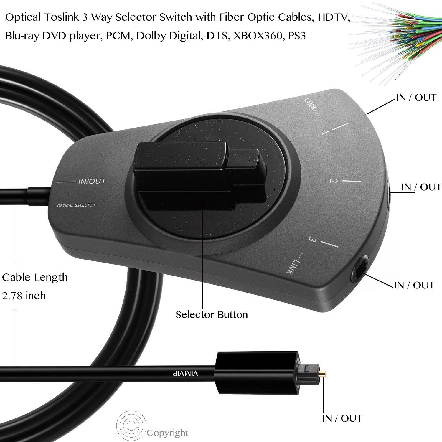 com 6 ft 18 m Digital Optical Audio Cable Toslink Digital Optical SPDIF UltraThin MaleMale Optical Audio Cable THINTOS6