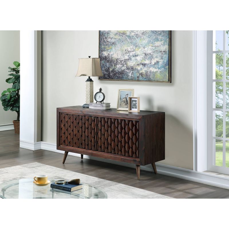 68" Jefferson 4 Door Media Credenza for TV Brown - Treasure Trove Accents