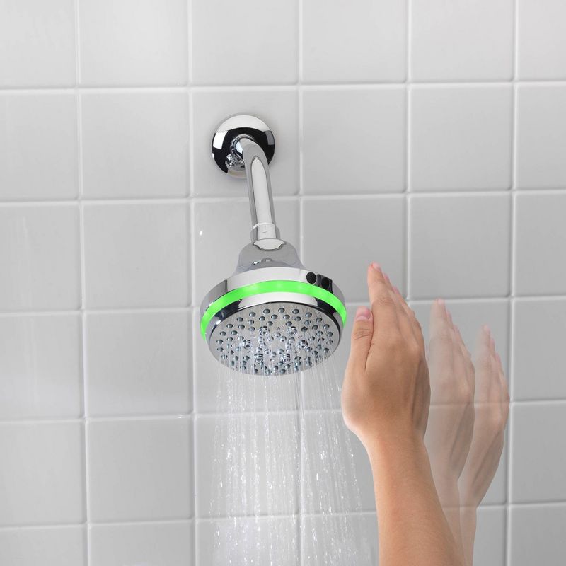 1.8 GPM Four Function Wall Mount Wave Sensor Shower Head with Temp LED Chrome - Tosca