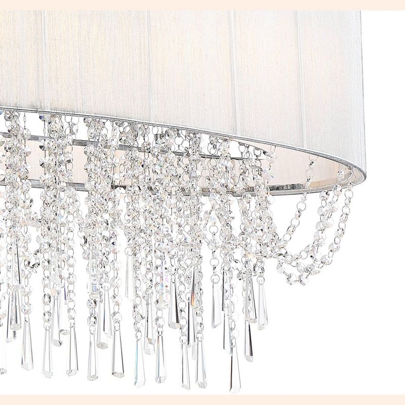 Vienna Full Spectrum Chrome Oval Linear Pendant Chandelier 39" Wide Modern Clear Crystal Silk Thread Shade for Kitchen Island