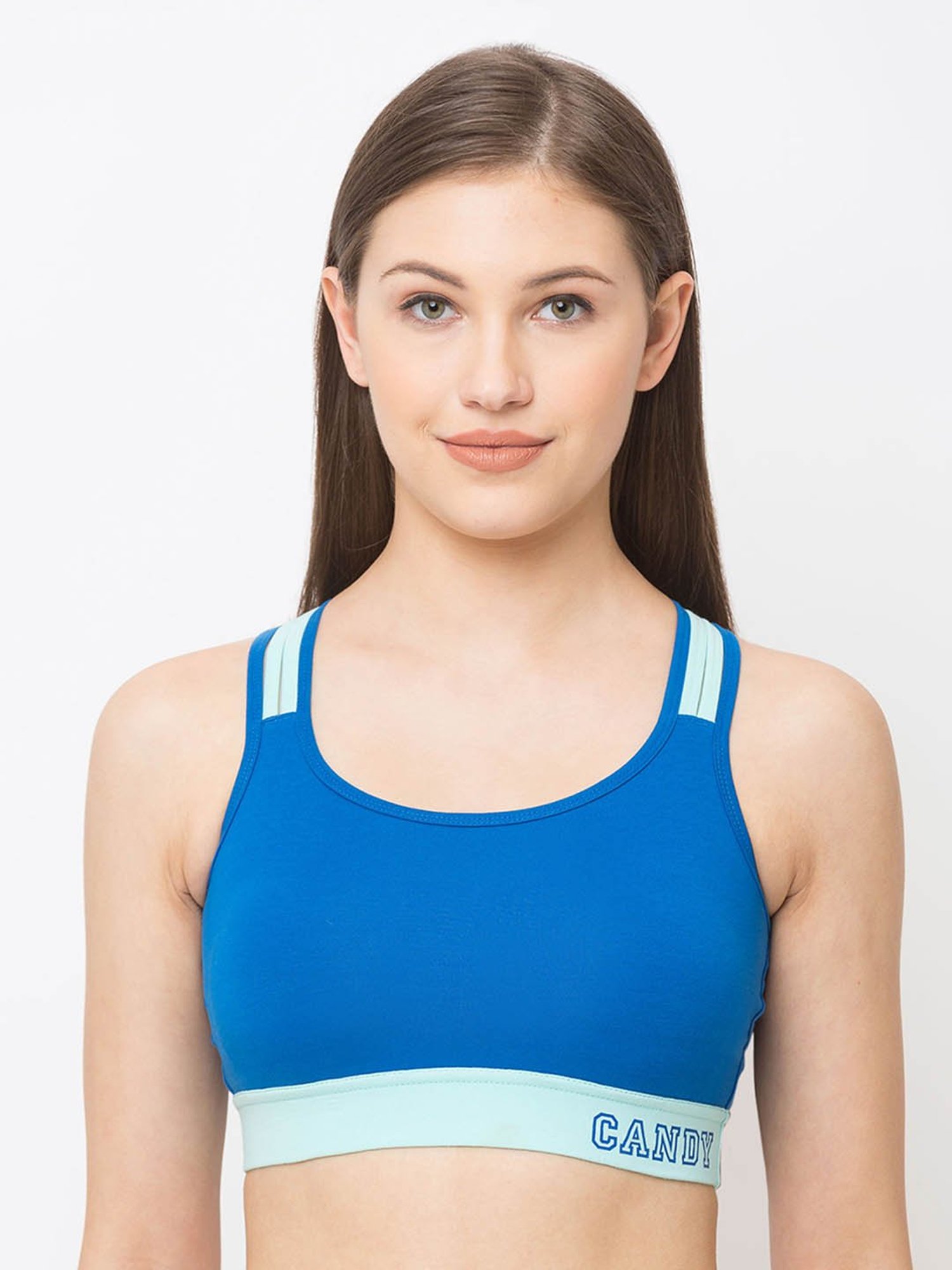 Candyskin Blue Non Wired Padded Full Coverage Sports Bra