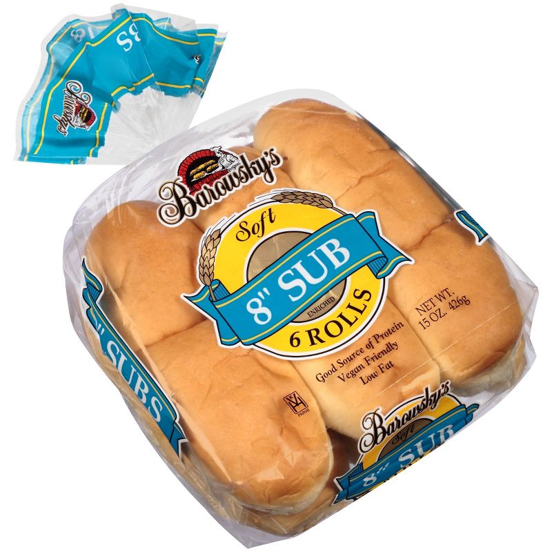 Barowsky's 8" Sub Rolls - 15oz/6ct