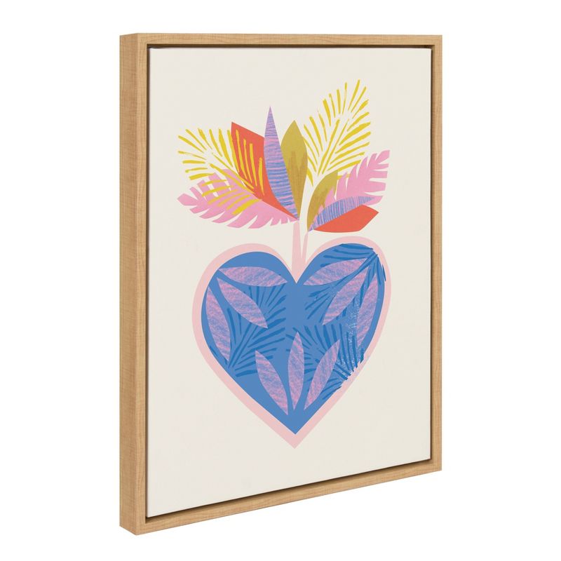 18" x 24" Sylvie Tropical Love Framed Canvas Wall Art by Kasey Free Natural - Kate and Laurel