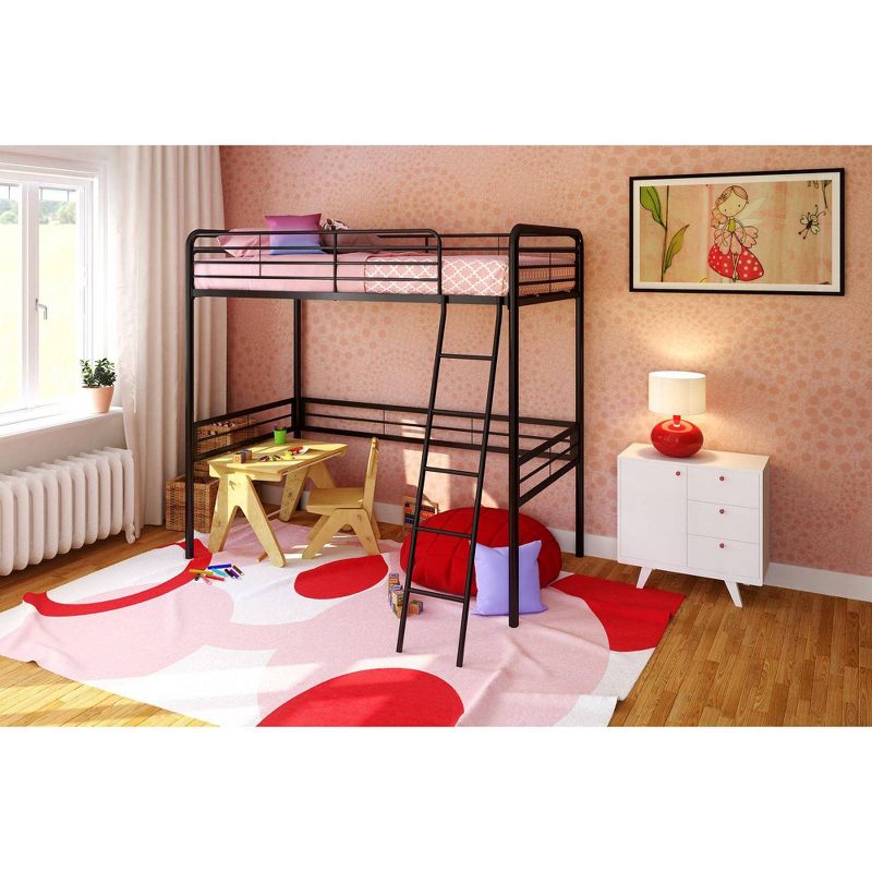 Twin Metal Loft Bed Black - Room & Joy